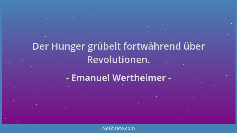 Emanuel Wertheimer - Der Hunger grübelt fortwährend über Revolutionen....