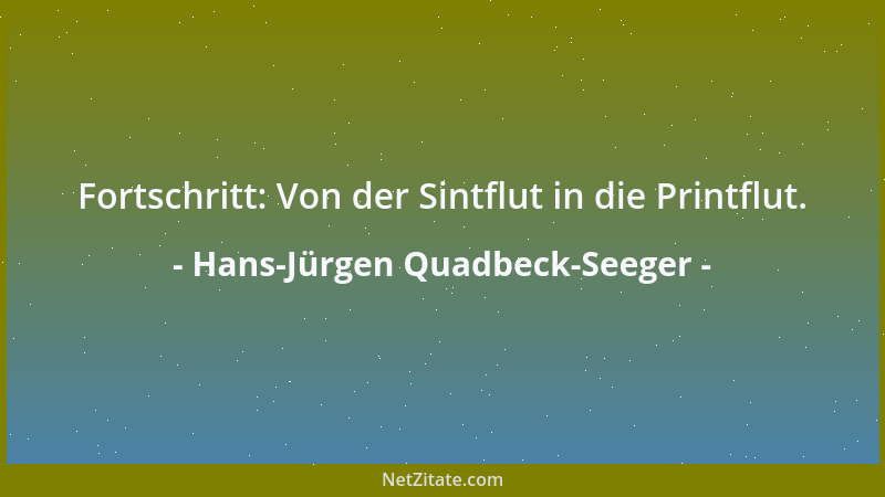 Hans-Jürgen Quadbeck-Seeger - Fortschritt: Von der Sintflut in die Printflut....