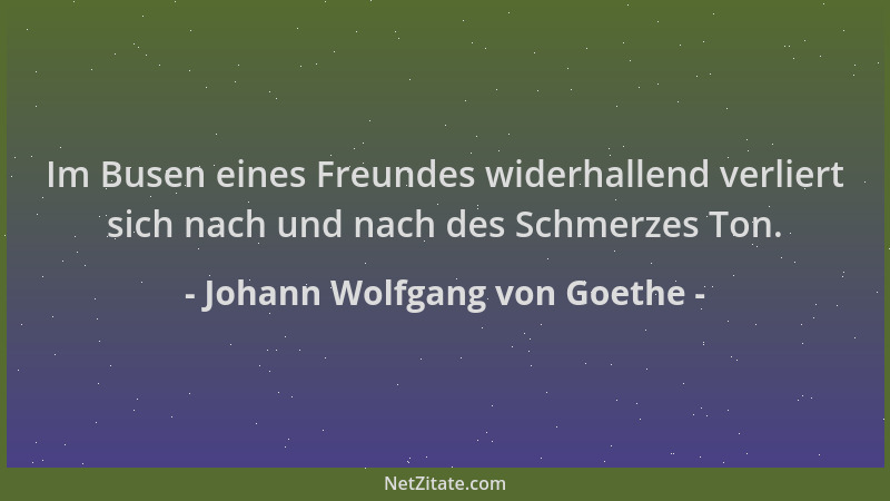 Johann Wolfgang von Goethe - Im Busen eines Freundes widerhallend verliert sich nach und nach des Schmerzes Ton....