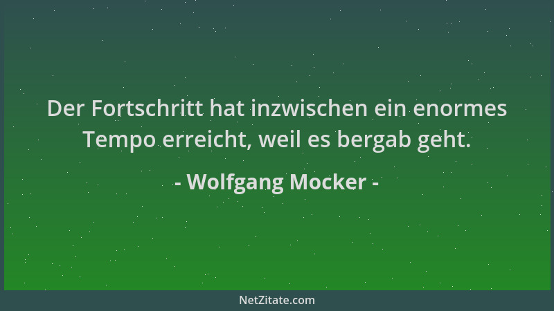 Wolfgang Mocker - Der Fortschritt hat inzwischen ein enormes Tempo erreicht, weil es bergab geht....
