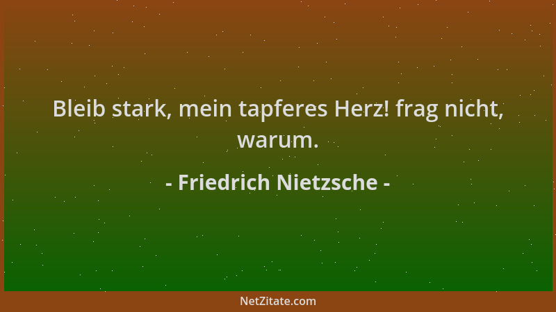 Friedrich Nietzsche - Bleib stark, mein tapferes Herz! frag nicht, warum....