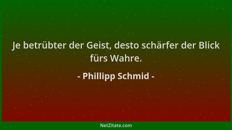 Phillipp Schmid - Je betrübter der Geist, desto schärfer der Blick fürs Wahre....