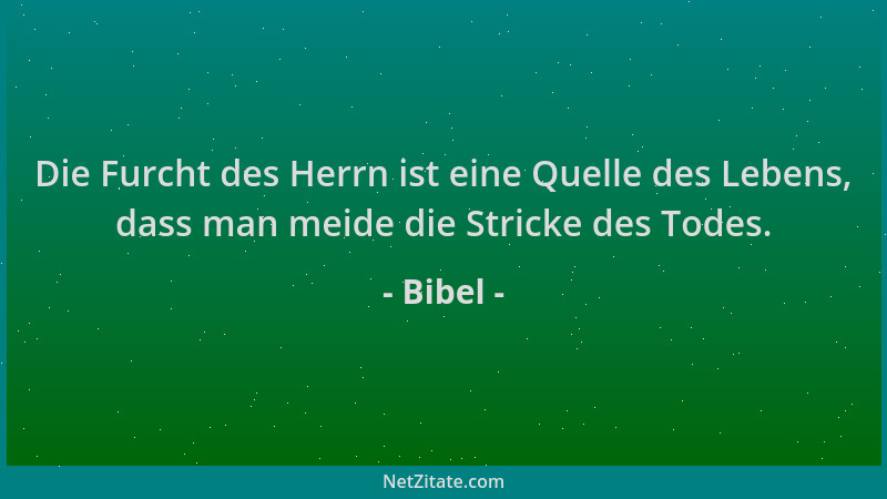 Bibel - Die Furcht des Herrn ist eine Quelle des Lebens, dass man meide die Stricke des Todes....