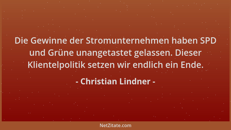 Christian Lindner - Die Gewinne der Stromunternehmen haben SPD und Grüne unangetastet gelassen. Dieser Klientelpolitik setz...
