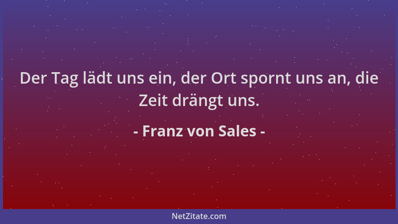 Franz von Sales - Der Tag lädt uns ein, der Ort spornt uns an, die Zeit drängt uns....