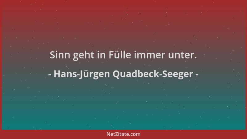 Hans-Jürgen Quadbeck-Seeger - Sinn geht in Fülle immer unter....