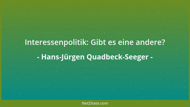 Hans-Jürgen Quadbeck-Seeger - Interessenpolitik: Gibt es eine andere?...