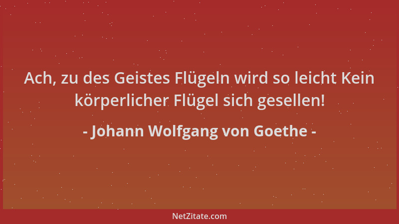 Johann Wolfgang von Goethe - Ach, zu des Geistes Flügeln wird so leicht Kein körperlicher Flügel sich gesellen!...