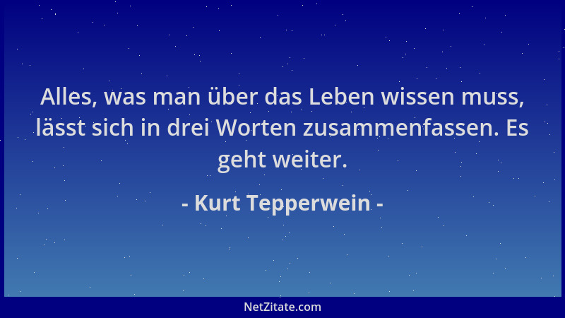 Kurt Tepperwein - Alles, was man über das Leben wissen muss, lässt sich in drei Worten zusammenfassen. Es geht weiter....