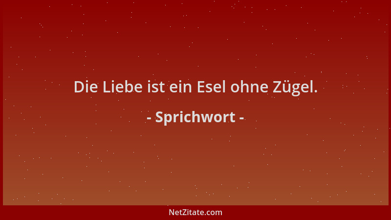 Sprichwort - Die Liebe ist ein Esel ohne Zügel....