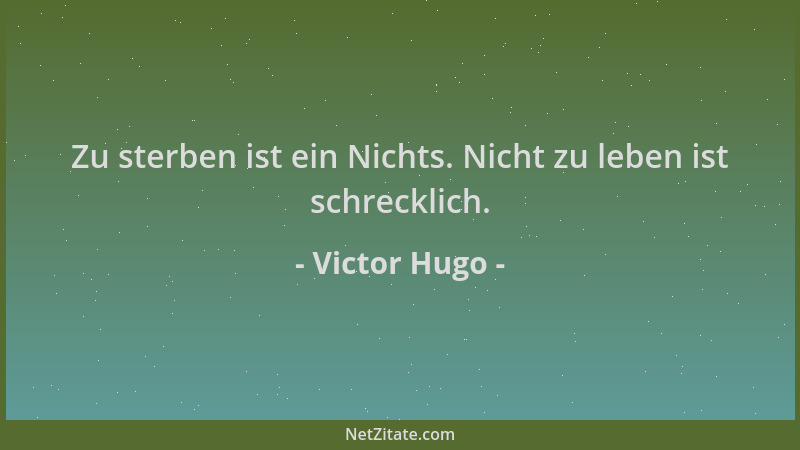 Victor Hugo - Zu sterben ist ein Nichts. Nicht zu leben ist schrecklich....