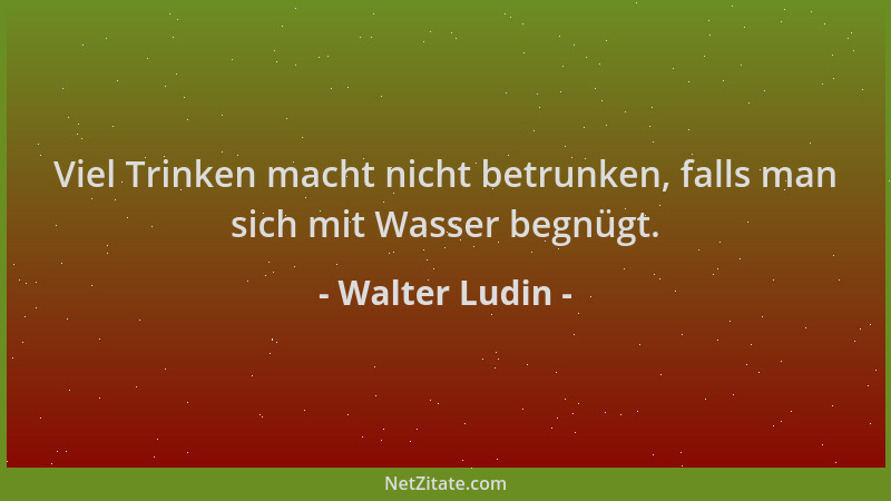 Walter Ludin - Viel Trinken macht nicht betrunken, falls man sich mit Wasser begnügt....