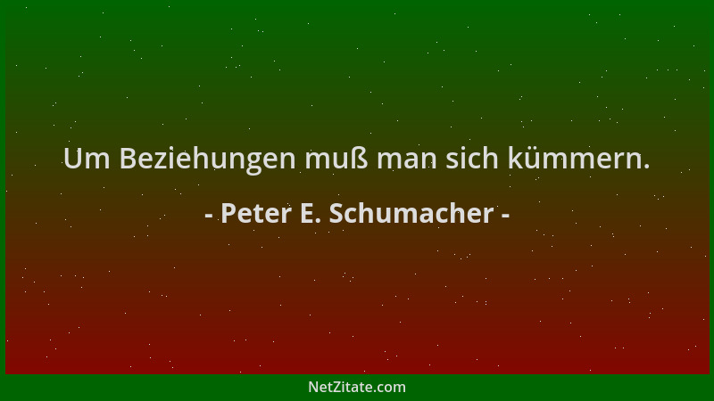 Peter E. Schumacher - Um Beziehungen muß man sich kümmern....