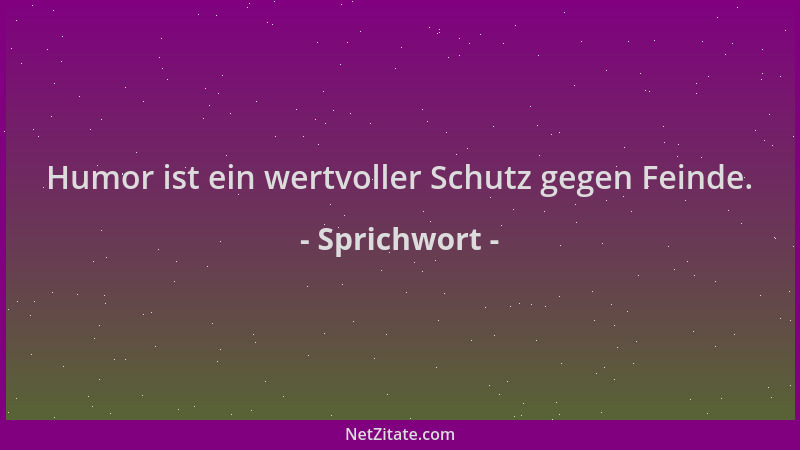 Sprichwort - Humor ist ein wertvoller Schutz gegen Feinde....