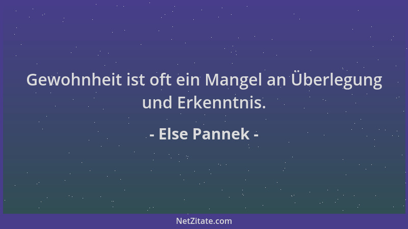 Else Pannek - Gewohnheit ist oft ein Mangel an Überlegung und Erkenntnis....