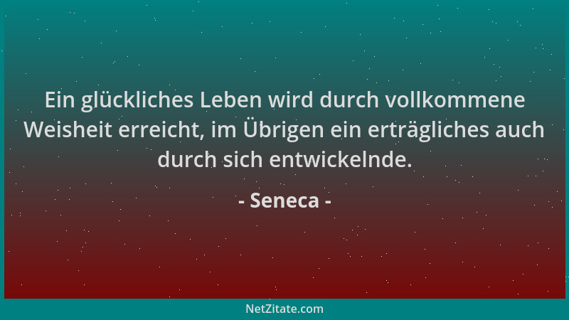 Seneca - Ein glückliches Leben wird durch vollkommene Weisheit erreicht, im Übrigen ein erträgliches auch durch sich entwic...