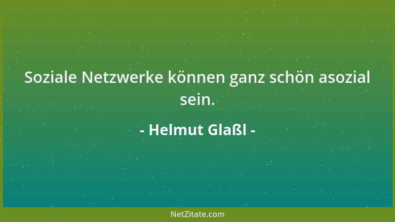 Helmut Glaßl - Soziale Netzwerke können ganz schön asozial sein....