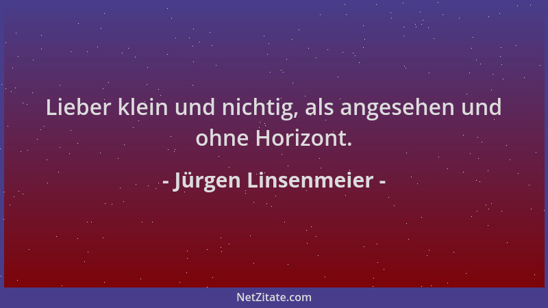 Jürgen Linsenmeier - Lieber klein und nichtig, als angesehen und ohne Horizont....