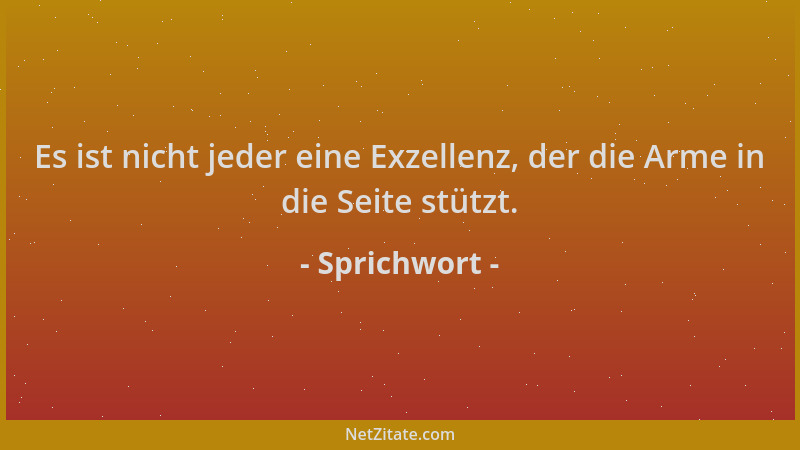 Sprichwort - Es ist nicht jeder eine Exzellenz, der die Arme in die Seite stützt....