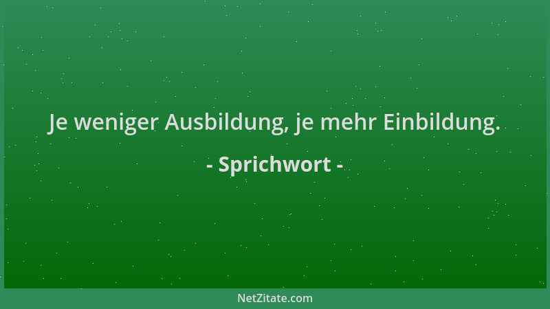 Sprichwort - Je weniger Ausbildung, je mehr Einbildung....