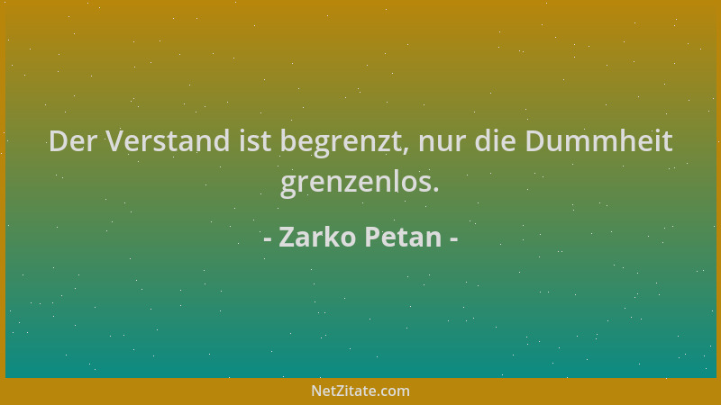 Zarko Petan - Der Verstand ist begrenzt, nur die Dummheit grenzenlos....