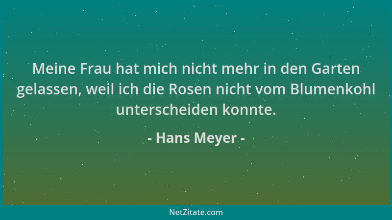 Hans Meyer - Meine Frau hat mich nicht mehr in den Garten gelassen, weil ich die Rosen nicht vom Blumenkohl unterscheiden k...