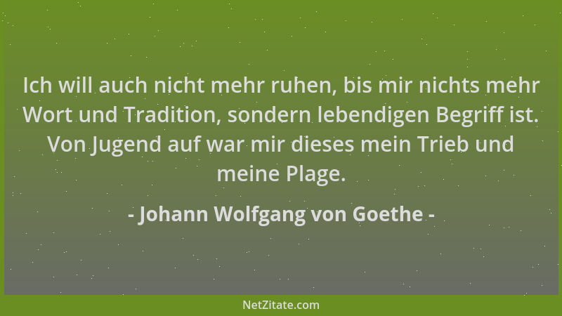 Johann Wolfgang von Goethe - Ich will auch nicht mehr ruhen, bis mir nichts mehr Wort und Tradition, sondern lebendigen Beg...
