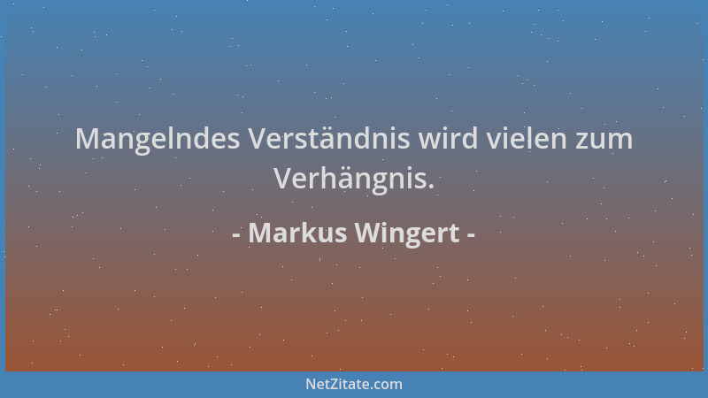 Markus Wingert - Mangelndes Verständnis wird vielen zum Verhängnis....