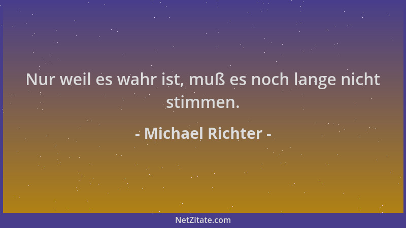 Michael Richter - Nur weil es wahr ist, muß es noch lange nicht stimmen....