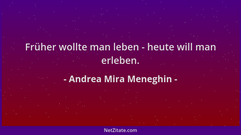 Andrea Mira Meneghin - Früher wollte man leben - heute will man erleben....