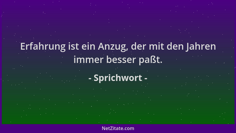 Sprichwort - Erfahrung ist ein Anzug, der mit den Jahren immer besser paßt....