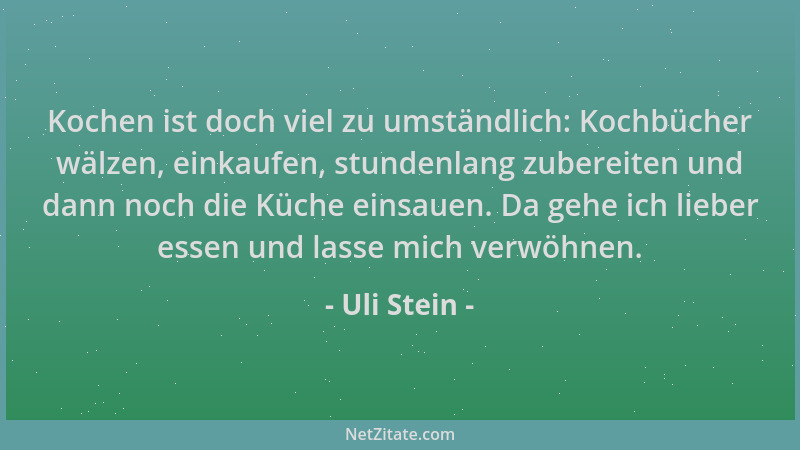 Uli Stein - Kochen ist doch viel zu umständlich: Kochbücher wälzen, einkaufen, stundenlang zubereiten und dann noch die Küc...