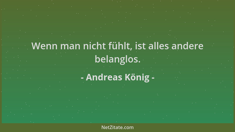 Andreas König - Wenn man nicht fühlt, ist alles andere belanglos....