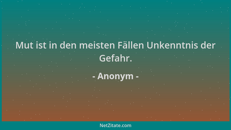 Anonym - Mut ist in den meisten Fällen Unkenntnis der Gefahr....