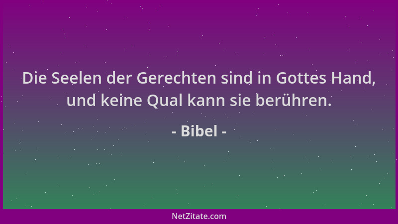 Bibel - Die Seelen der Gerechten sind in Gottes Hand, und keine Qual kann sie berühren....