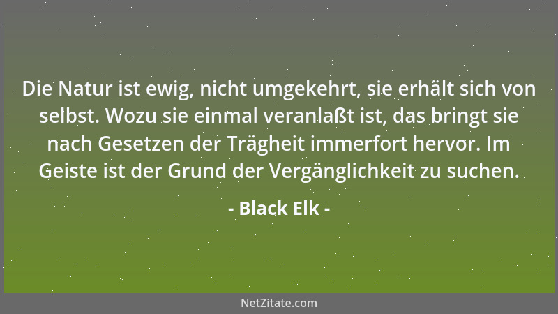 Black Elk - Ich weiß in meinem Herzen, daß der Himmel und alles darunter, die Erde und was auf ihr lebt - daß sich all das...
