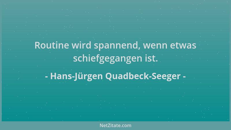 Hans-Jürgen Quadbeck-Seeger - Routine wird spannend, wenn etwas schiefgegangen ist....