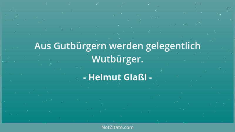 Helmut Glaßl - Aus Gutbürgern werden gelegentlich Wutbürger....