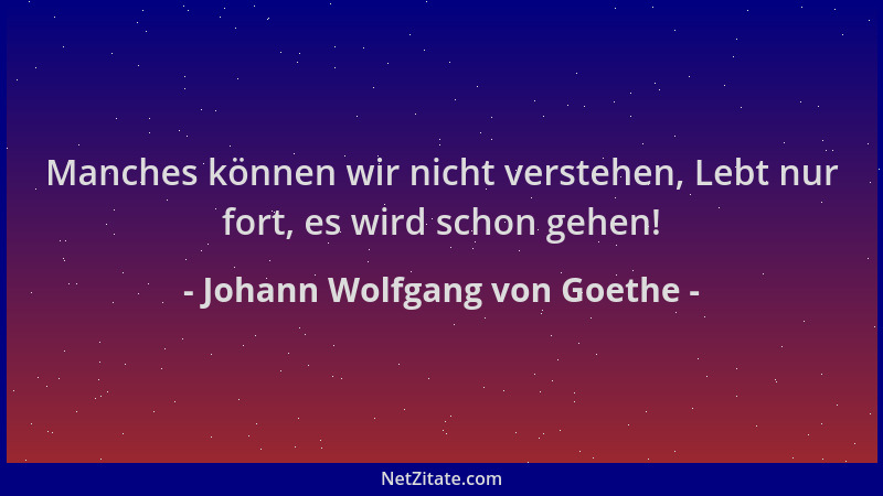 Johann Wolfgang von Goethe - Manches können wir nicht verstehen, Lebt nur fort, es wird schon gehen!...
