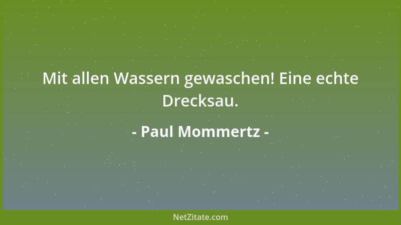 Paul Mommertz - Mit allen Wassern gewaschen! Eine echte Drecksau....