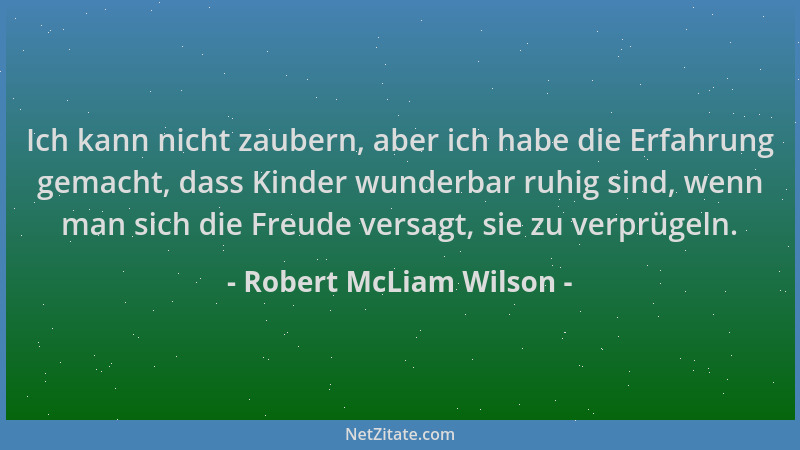 Robert McLiam Wilson - Ich kann nicht zaubern, aber ich habe die Erfahrung gemacht, dass Kinder wunderbar ruhig sind, wenn...