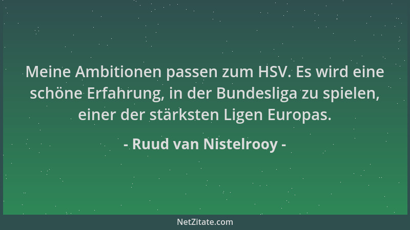 Ruud van Nistelrooy - Meine Ambitionen passen zum HSV. Es wird eine schöne Erfahrung, in der Bundesliga zu spielen, einer d...