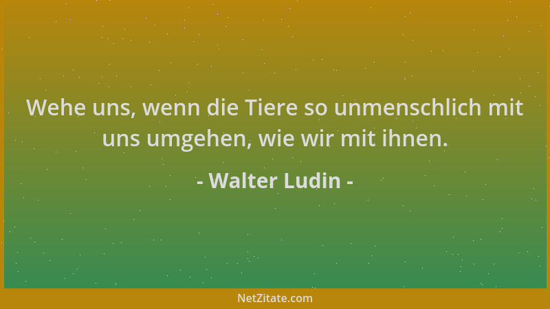 Walter Ludin - Wehe uns, wenn die Tiere so unmenschlich mit uns umgehen, wie wir mit ihnen....