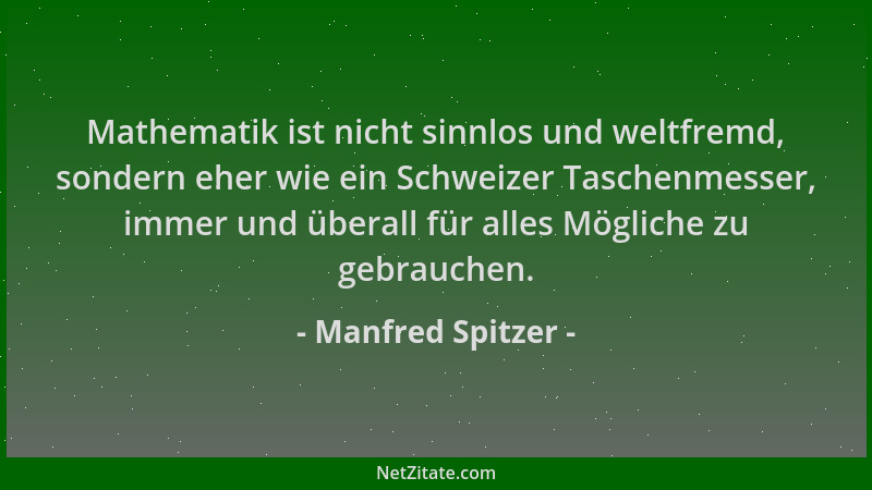 Manfred Spitzer - Mathematik ist nicht sinnlos und weltfremd, sondern eher wie ein Schweizer Taschenmesser, immer und übera...
