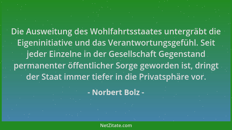 Norbert Bolz - Die Ausweitung des Wohlfahrtsstaates untergräbt die Eigeninitiative und das Verantwortungsgefühl. Seit jeder...