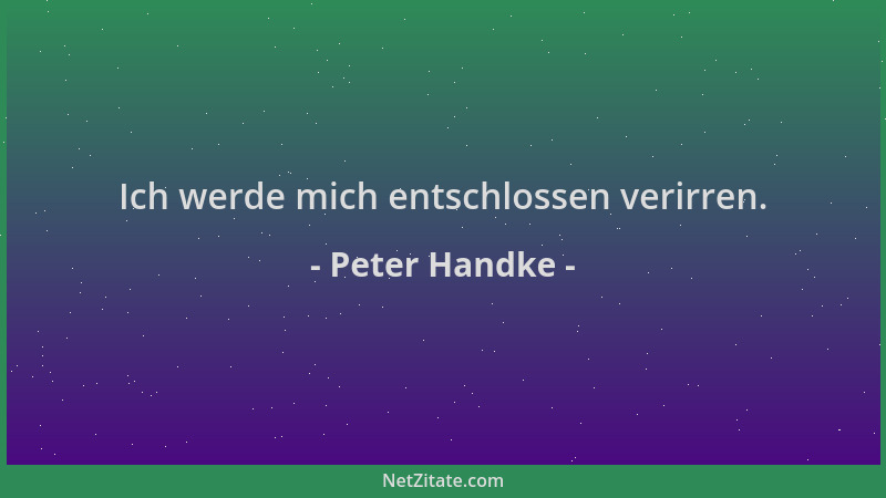 Peter Handke - Ich werde mich entschlossen verirren....