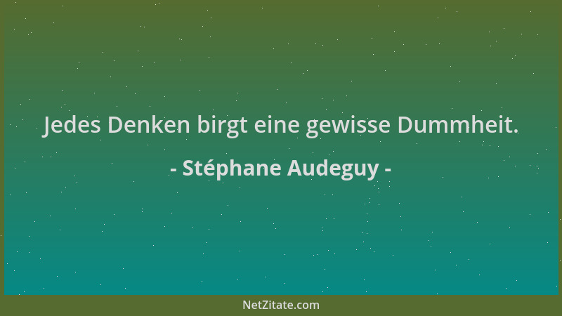 Stéphane Audeguy - Jedes Denken birgt eine gewisse Dummheit....