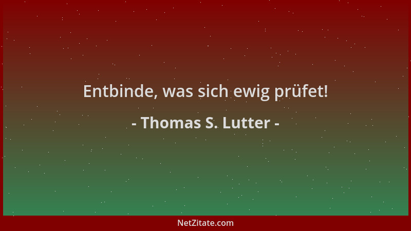 Thomas S. Lutter - Entbinde, was sich ewig prüfet!...