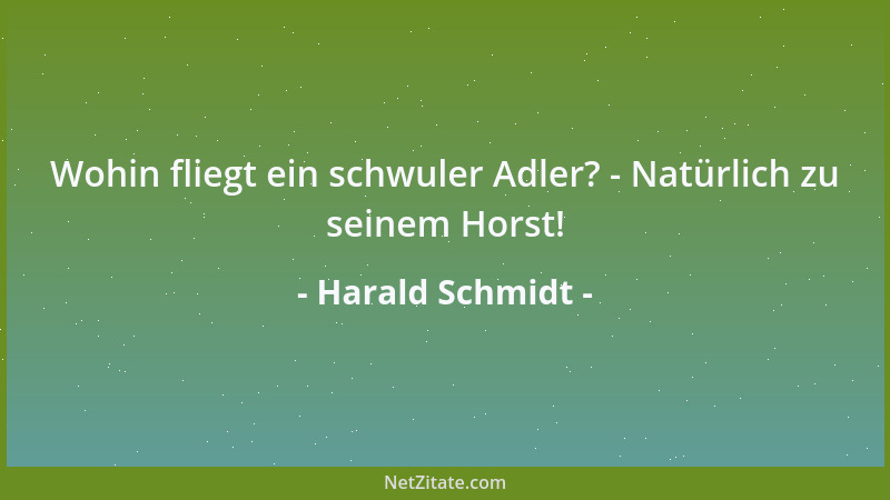 Harald Schmidt - Wohin fliegt ein schwuler Adler? - Natürlich zu seinem Horst!...