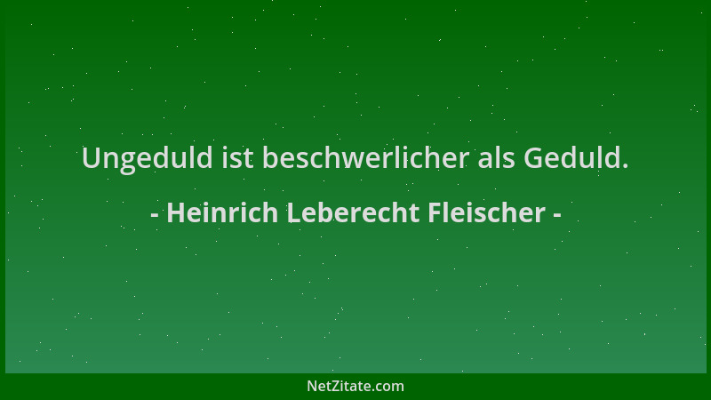Heinrich Leberecht Fleischer - Ungeduld ist beschwerlicher als Geduld....
